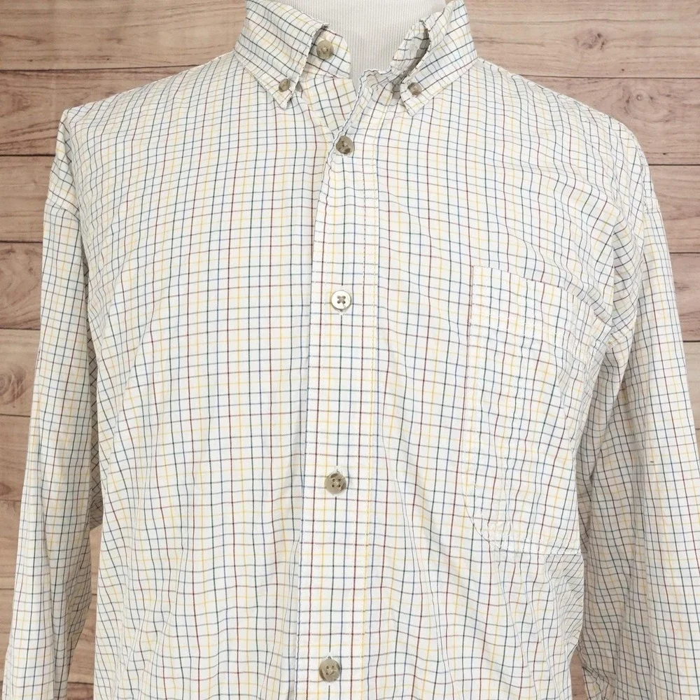 Wrangler Shirt Mens 3XL White Check Long Sleeve Button-Up Cotton Casual Pocket